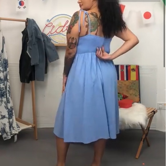 Curve & Plus Solid Tie Shoulder Midi Dress​ - Picture 2 of 5